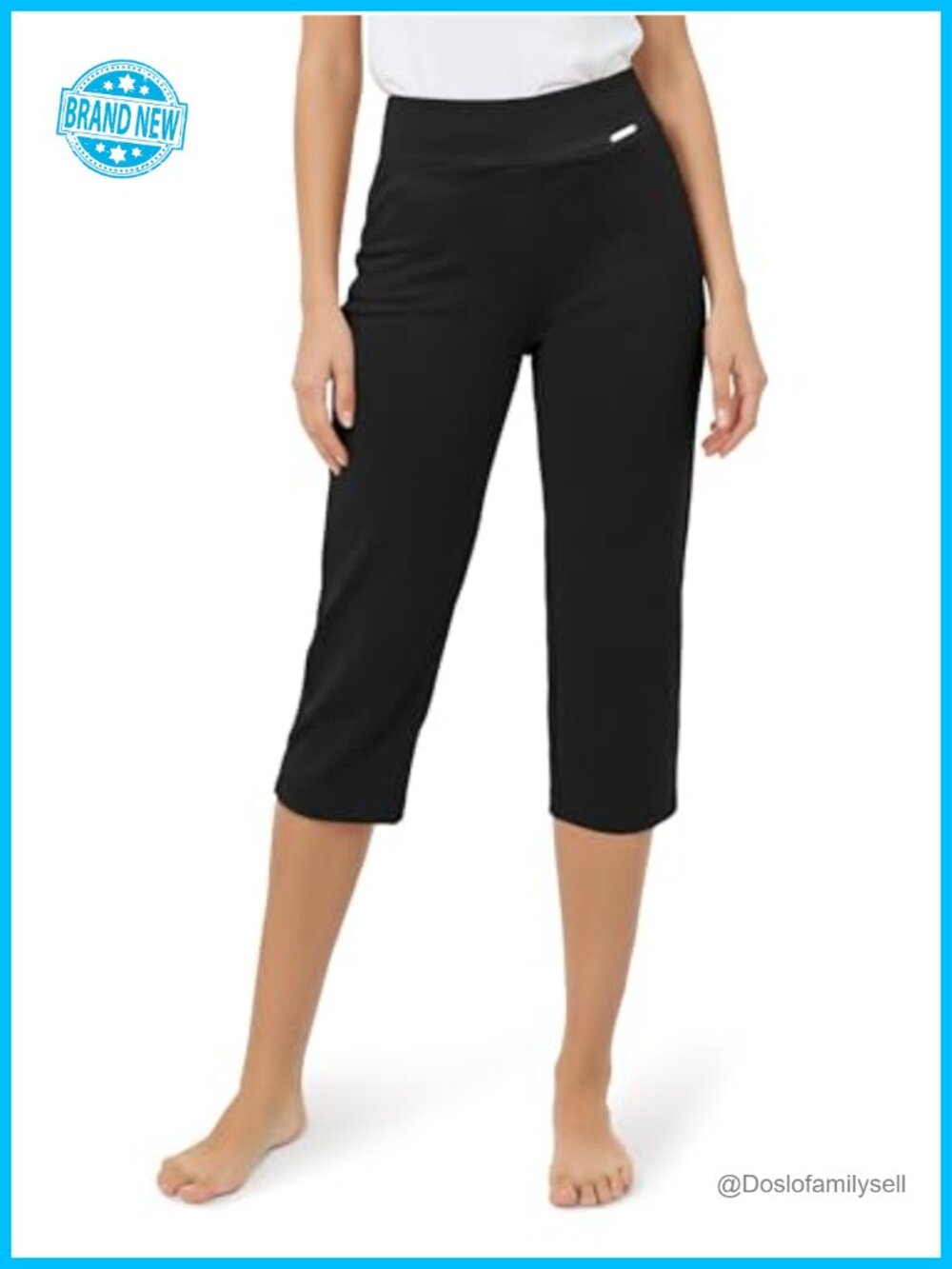 Tapata Women's High-Waist Pull-On Capri Dress Pants Straight Leg Office
